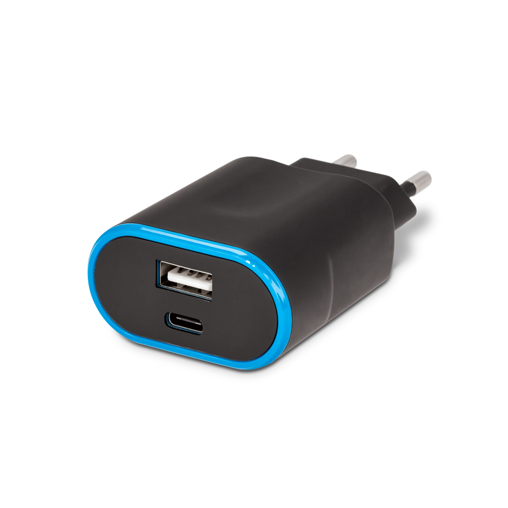 �adowarka sieciowa Forever TC-03 typ-C + USB 3,1 A czarna / 3