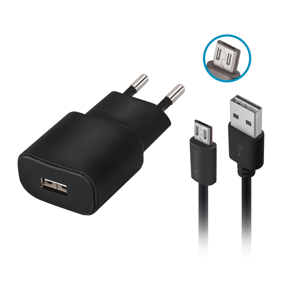 �adowarka sieciowa Forever USB 2A TC-01 + kabel micro-USB czarna