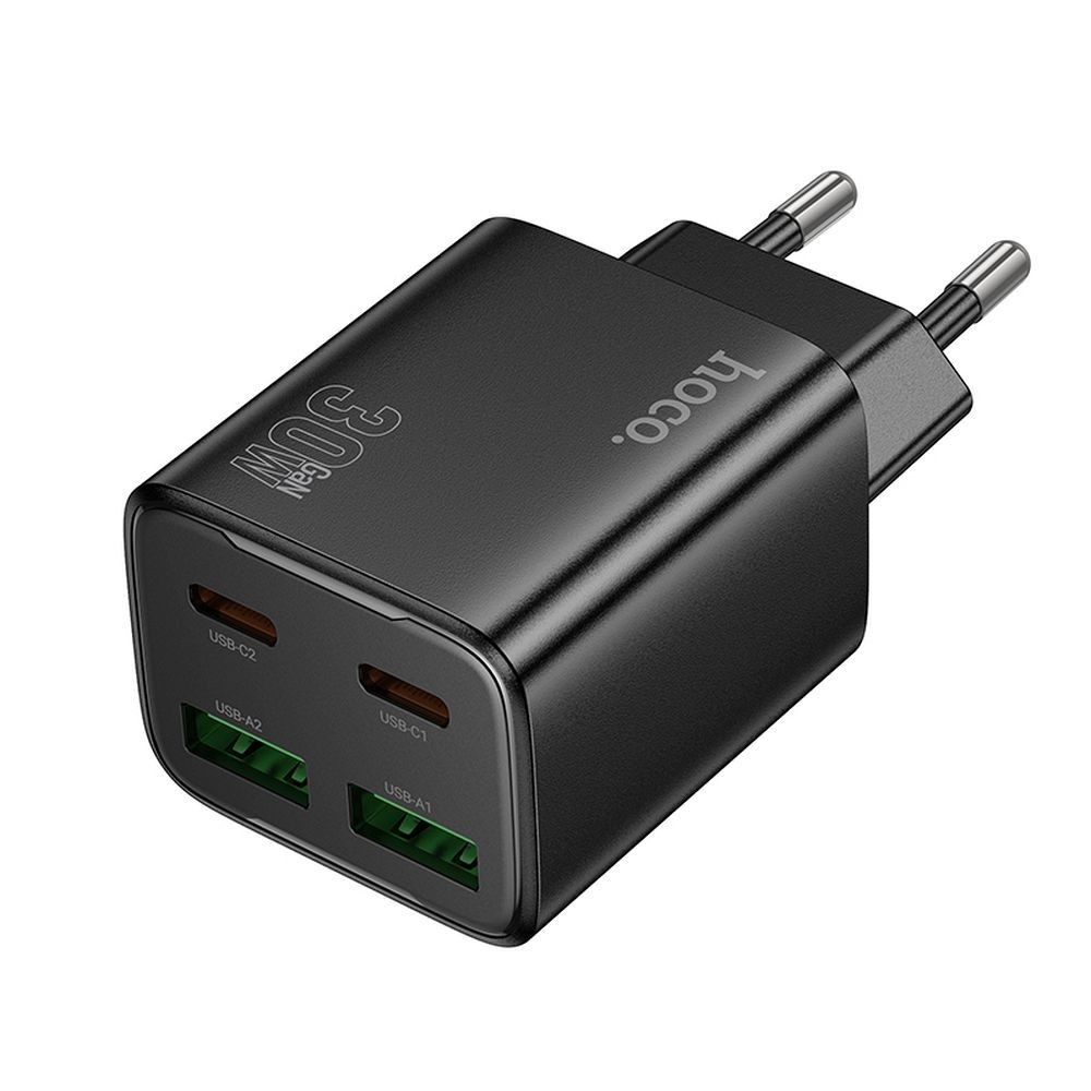 Szybka ładowarka sieciowa Hoco N56 30W PD 2x USB-C 2x USB-A z kablem USB-C 1m czarna Realme Narzo 20a / 5 Szybka ładowarka sieciowa Hoco N56 30W PD 2x USB-C 2x USB-A z kablem USB-C 1m czarna Realme Narzo 20a / 5