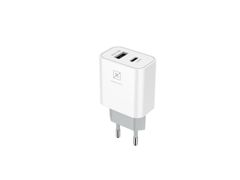 �adowarka SIECIOWA MX ALFA 20W PD+QC, USB-A+C + KABEL Type-C - Type-C 20W PD, WHITE/BIA�Y / 2