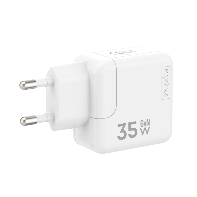 �adowarka sieciowa MX Burst GaN PD 35W, 2xUSB-C + kabel PD 20W C/Lightning, WHITE/BIA�Y