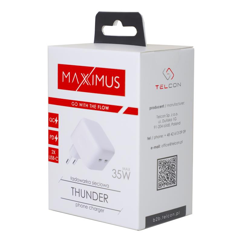 �ADOWARKA SIECIOWA MX THUNDER PD 35W, 2 x USB-C, WHITE / BIA�Y / 4