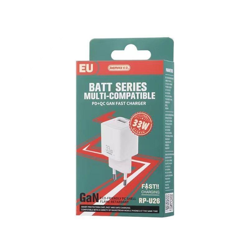 �adowarka sieciowa REMAX BATT SERIES PD QC 33W RP-U26 1xUSB + 1xUSB-C WHITE / 3