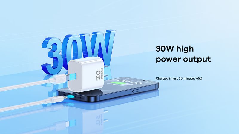 �adowarka sieciowa REMAX FIGEN SERIES 30W GaN RC-C021 USB-C + KABEL Type-C - Type-C 1M WHITE / 2