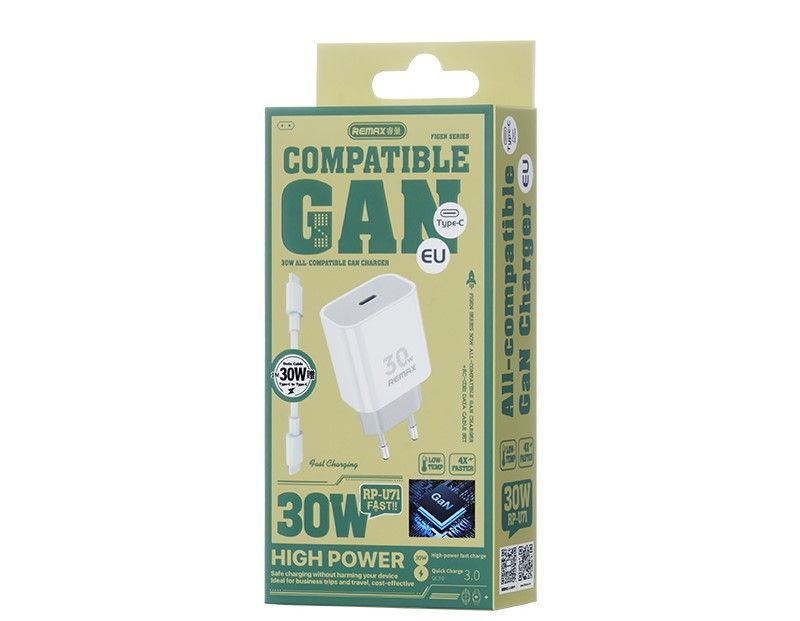 �adowarka sieciowa REMAX FIGEN SERIES 30W GaN RC-C021 USB-C + KABEL Type-C - Type-C 1M WHITE / 4