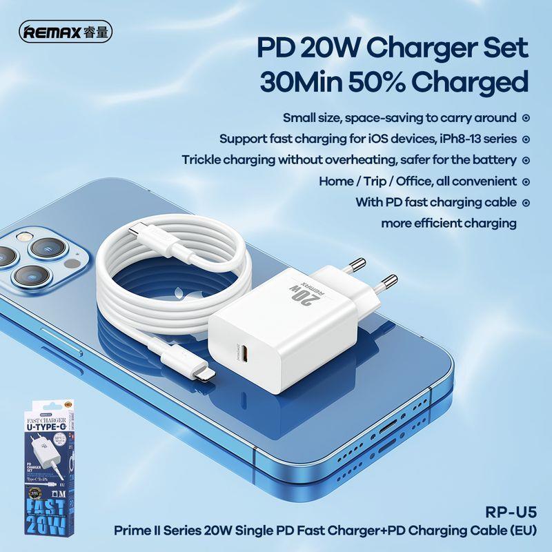 �adowarka sieciowa REMAX PRIME II SERIES 20W RP-U5 + KABEL USB-C/LIGHTNING 1M / 2