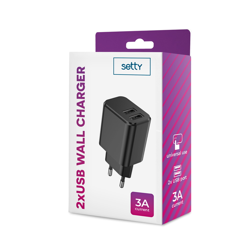 �adowarka sieciowa Setty 2xUSB 3A czarna / 6