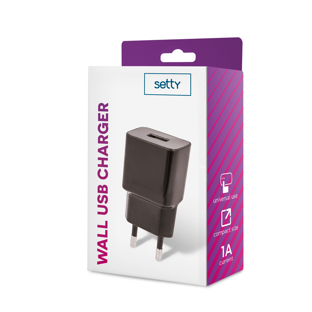 �adowarka sieciowa Setty USB 1A czarna / 2