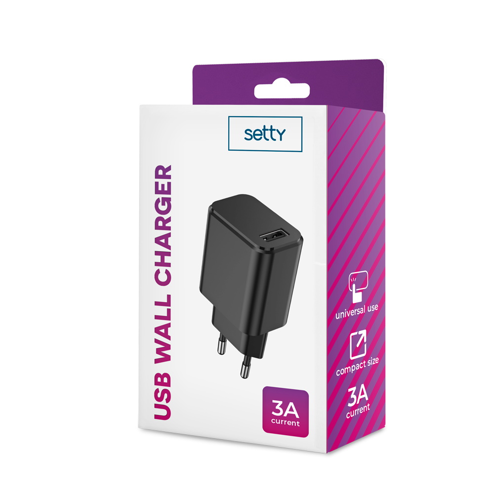 �adowarka sieciowa Setty USB 3A czarna / 6