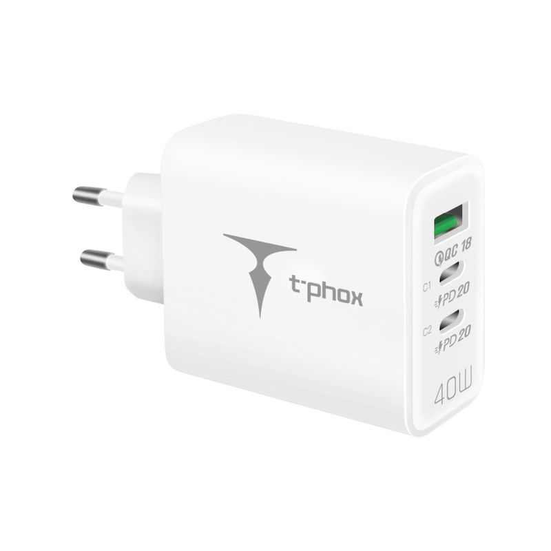 �adowarka sieciowa T-PHOX FLEXI 40W 2xUSB-C/USB WHITE