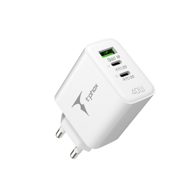 �adowarka sieciowa T-PHOX FLEXI 40W 2xUSB-C/USB WHITE / 2
