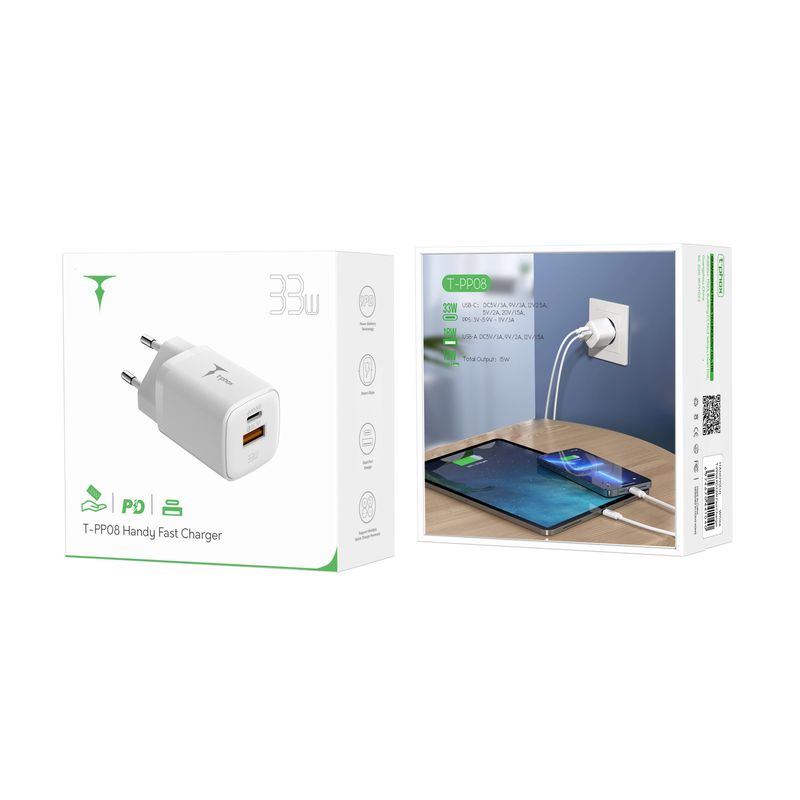 �adowarka sieciowa T-PHOX HANDY SERIES 33W T-PP08 USB/USB-C WHITE / 4
