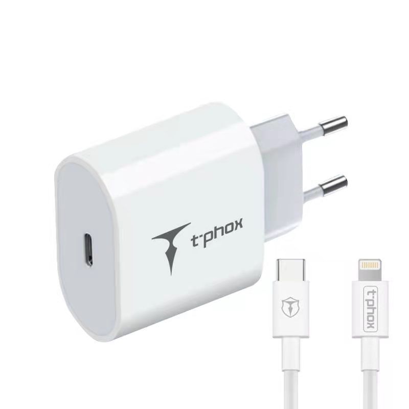 �adowarka sieciowa T-PHOX ISPEED 20W + KABEL USB-C/LIGHTNING WHITE