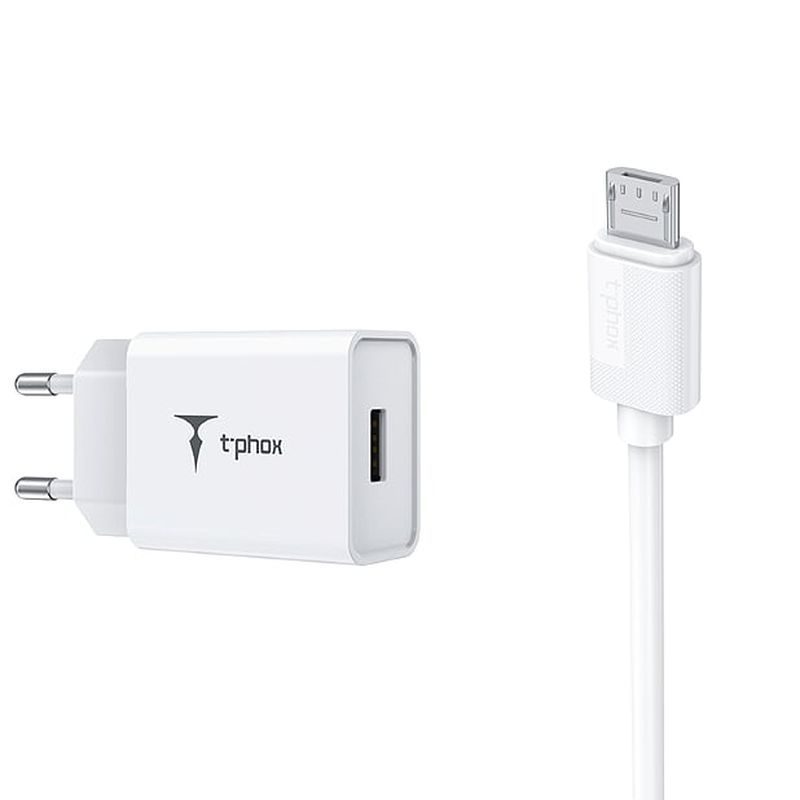 �adowarka sieciowa T-PHOX MINI-EU MICRO USB WHITE 1.2M 2.4A