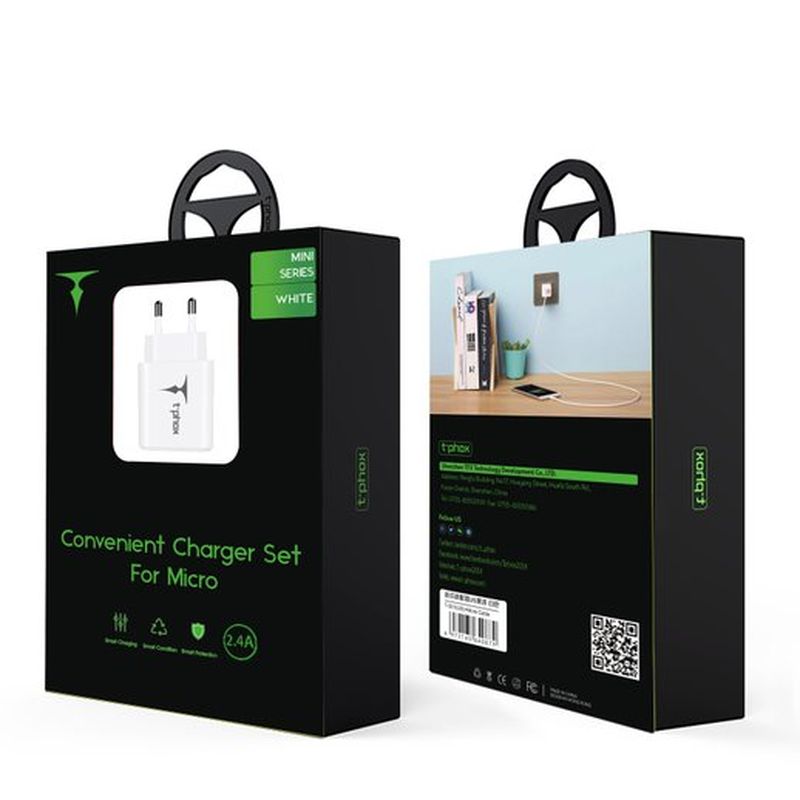�adowarka sieciowa T-PHOX MINI-EU MICRO USB WHITE 1.2M 2.4A / 5