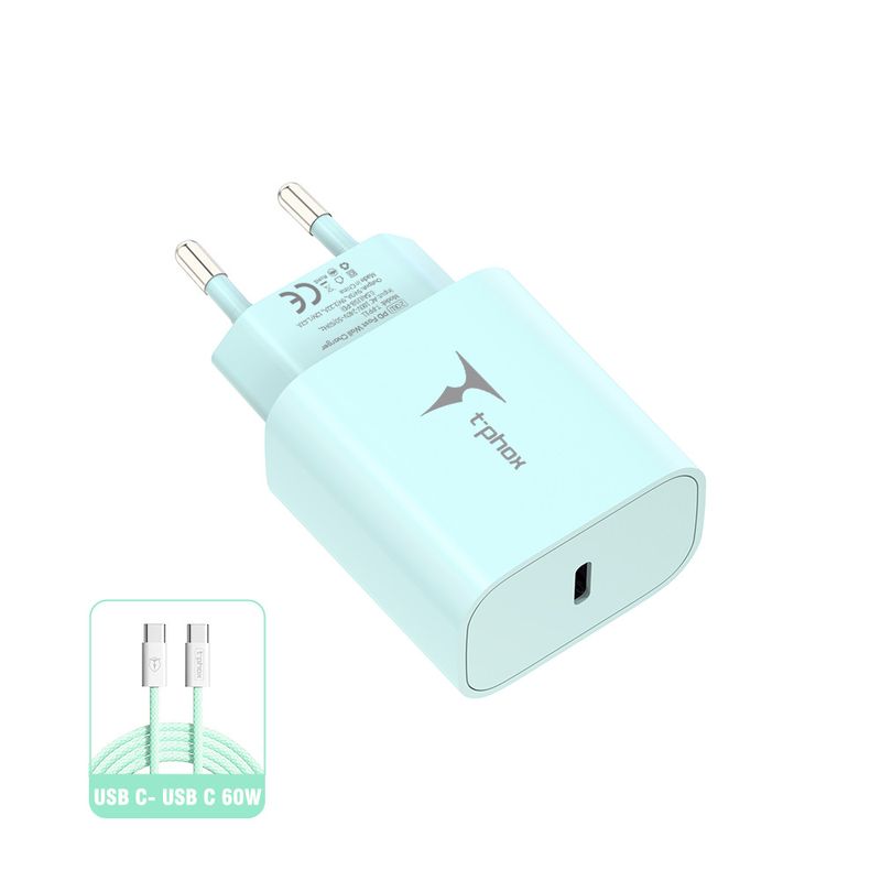 �adowarka sieciowa T-PHOX MODERATE SERIES T-PP11 20W + KABEL USB-C/USB-C 60W GREEN