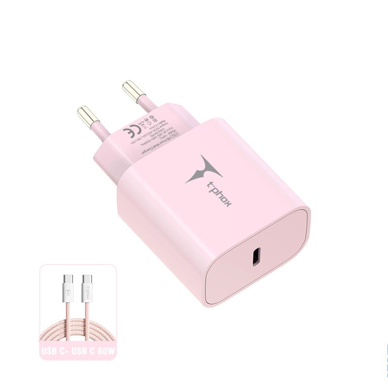 �adowarka sieciowa T-PHOX MODERATE SERIES T-PP11 20W + KABEL USB-C/USB-C 60W PINK