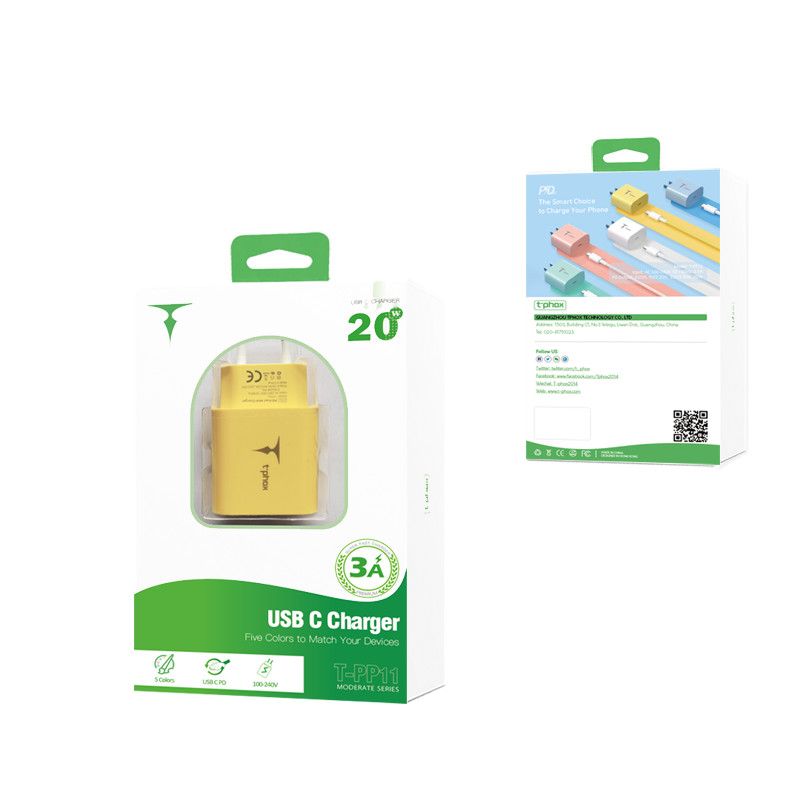 �adowarka sieciowa T-PHOX MODERATE SERIES T-PP11 20W + KABEL USB-C/USB-C 60W YELLOW / 4