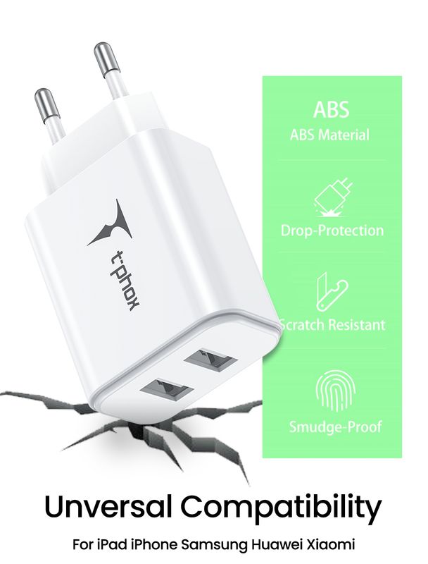 �adowarka sieciowa T-PHOX POCKET CHARGER 2xUSB 2.1A WHITE / 4
