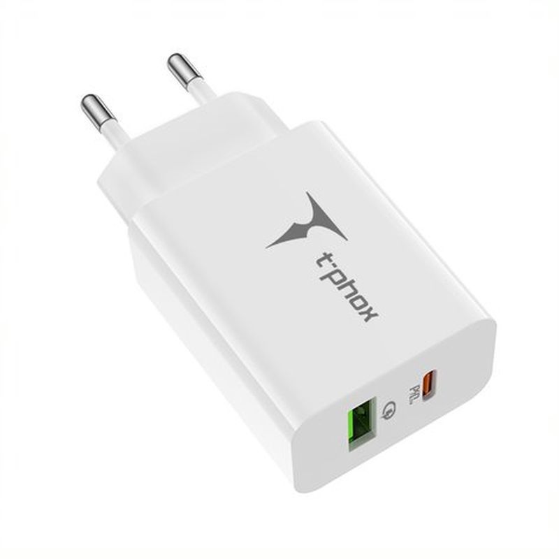 �adowarka sieciowa T-PHOX SPEEDY USB-C 20W + USB 18W QC 3.0 BIA�A/WHITE / 2