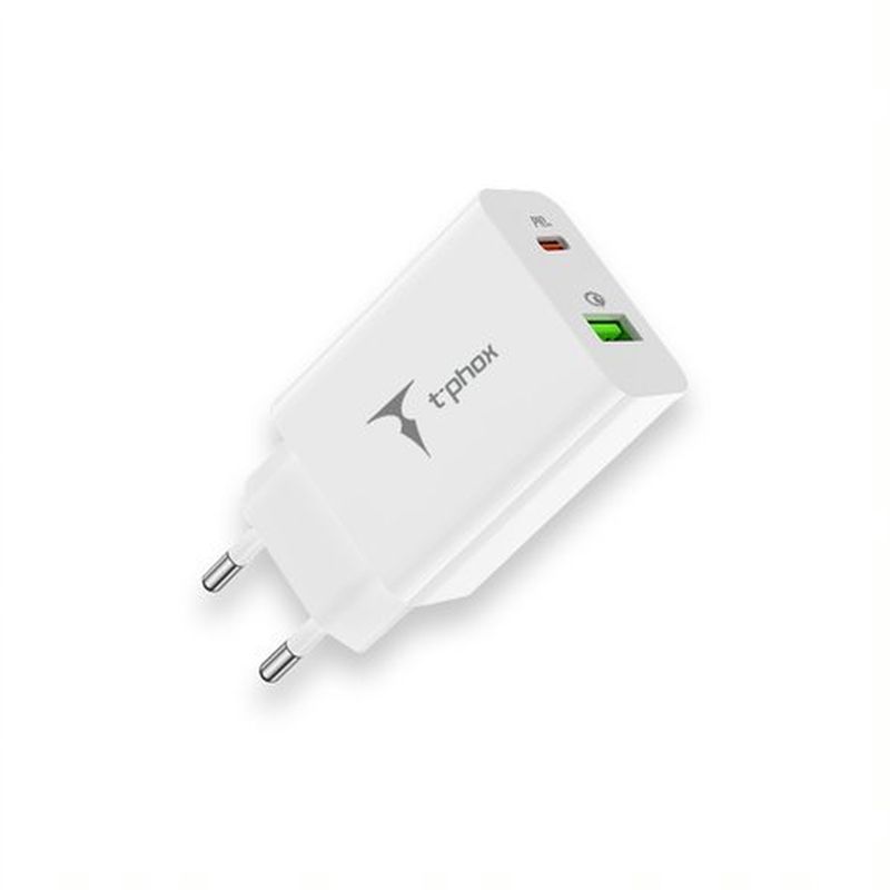 �adowarka sieciowa T-PHOX SPEEDY USB-C 20W + USB 18W QC 3.0 BIA�A/WHITE / 3