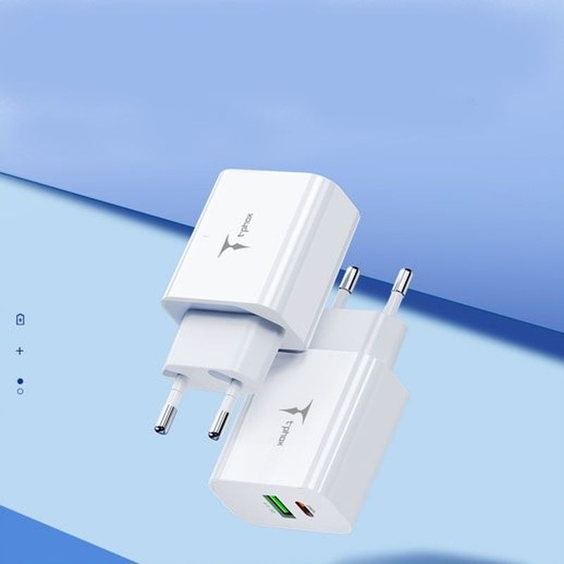 �adowarka sieciowa T-PHOX SPEEDY USB-C 20W/USB 18W PD QC + KABEL LIGHTNING 1M BIA�A/WHITE / 5