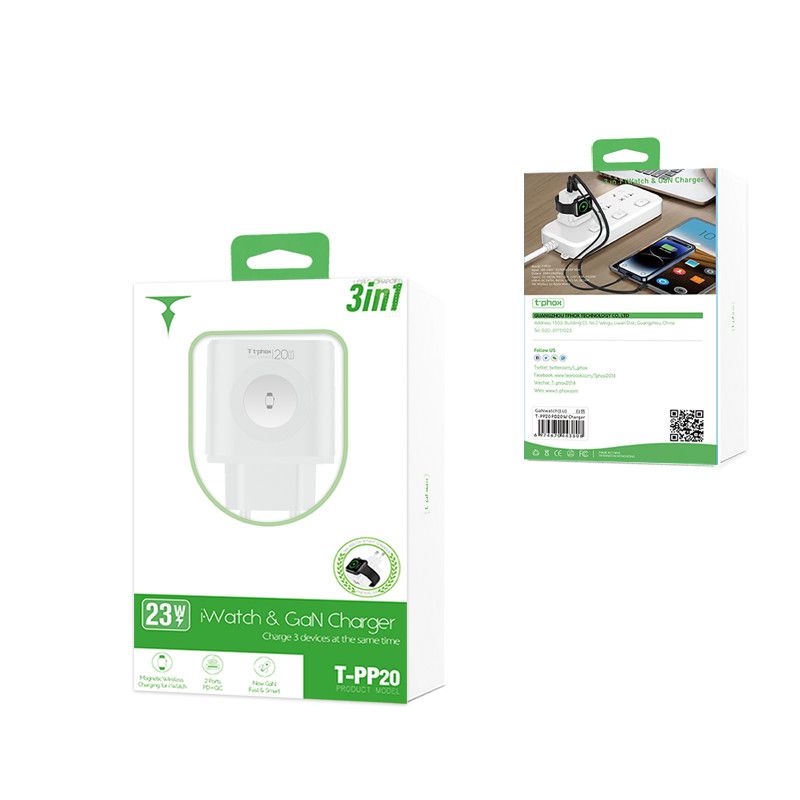 �adowarka sieciowa T-PHOX T-PP20 GAN Apple Watch 3w1 WHITE / 5