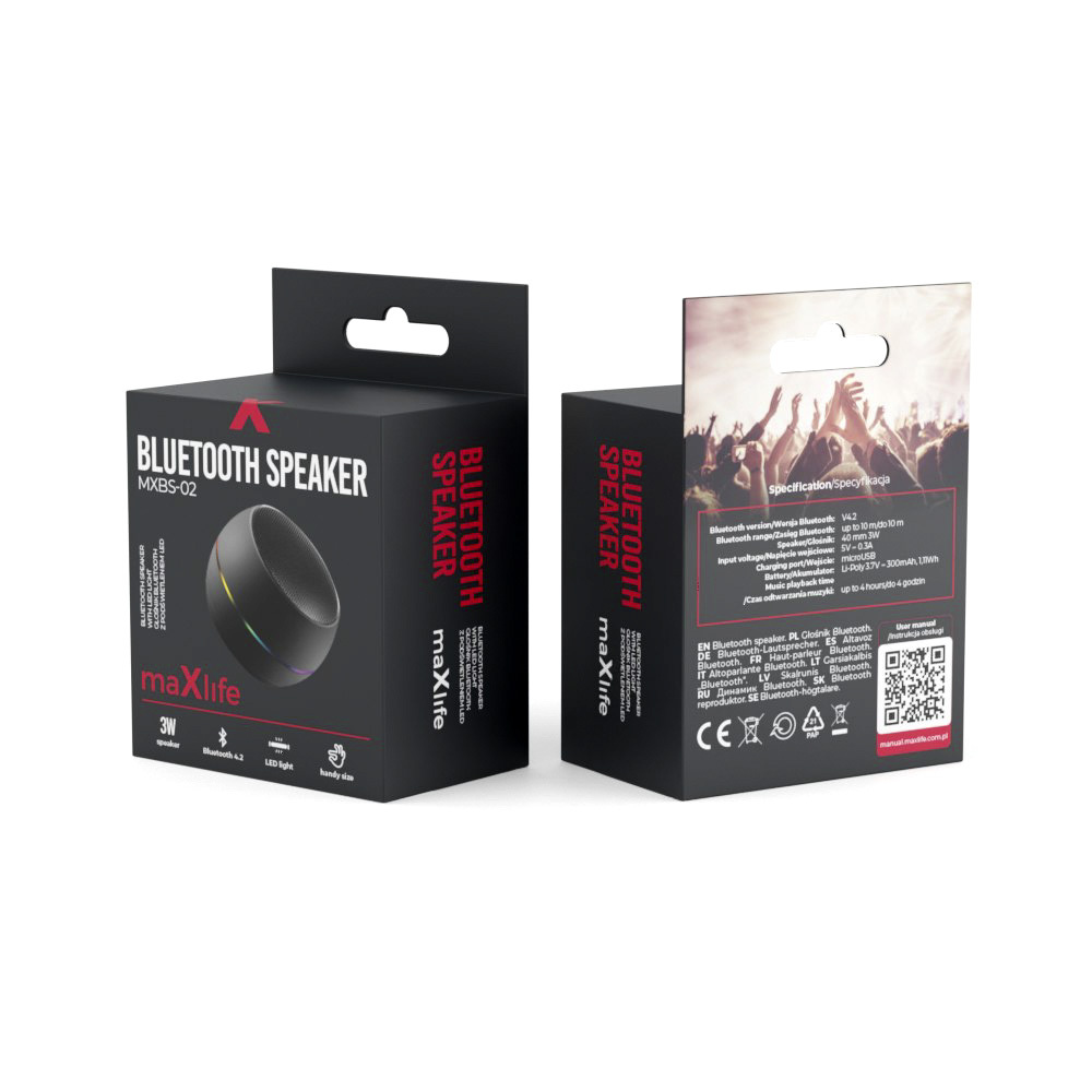 Maxlife g�o�nik Bluetooth MXBS-02 3W z pod�wietleniem led czarny / 8