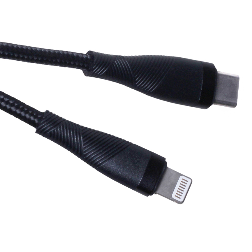 Maxlife kabel MXUC-08 USB-C - Lightning 1,0 m 27W czarny nylonowy / 2