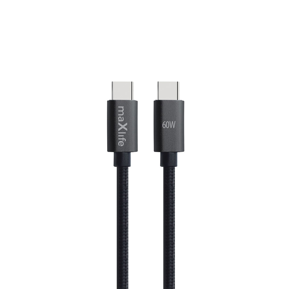 Maxlife kabel MXUC-12 USB-C - USB-C 1,0 m 60W czarny