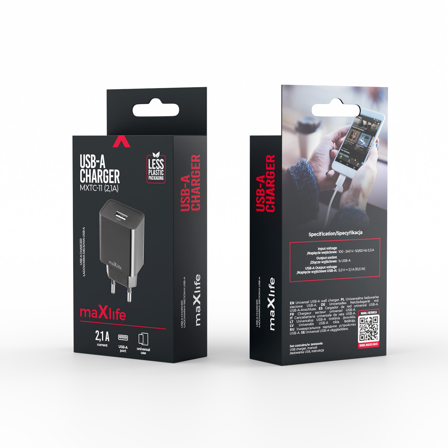 Maxlife �adowarka sieciowa MXTC-11 1x USB 2,1A czarna / 5