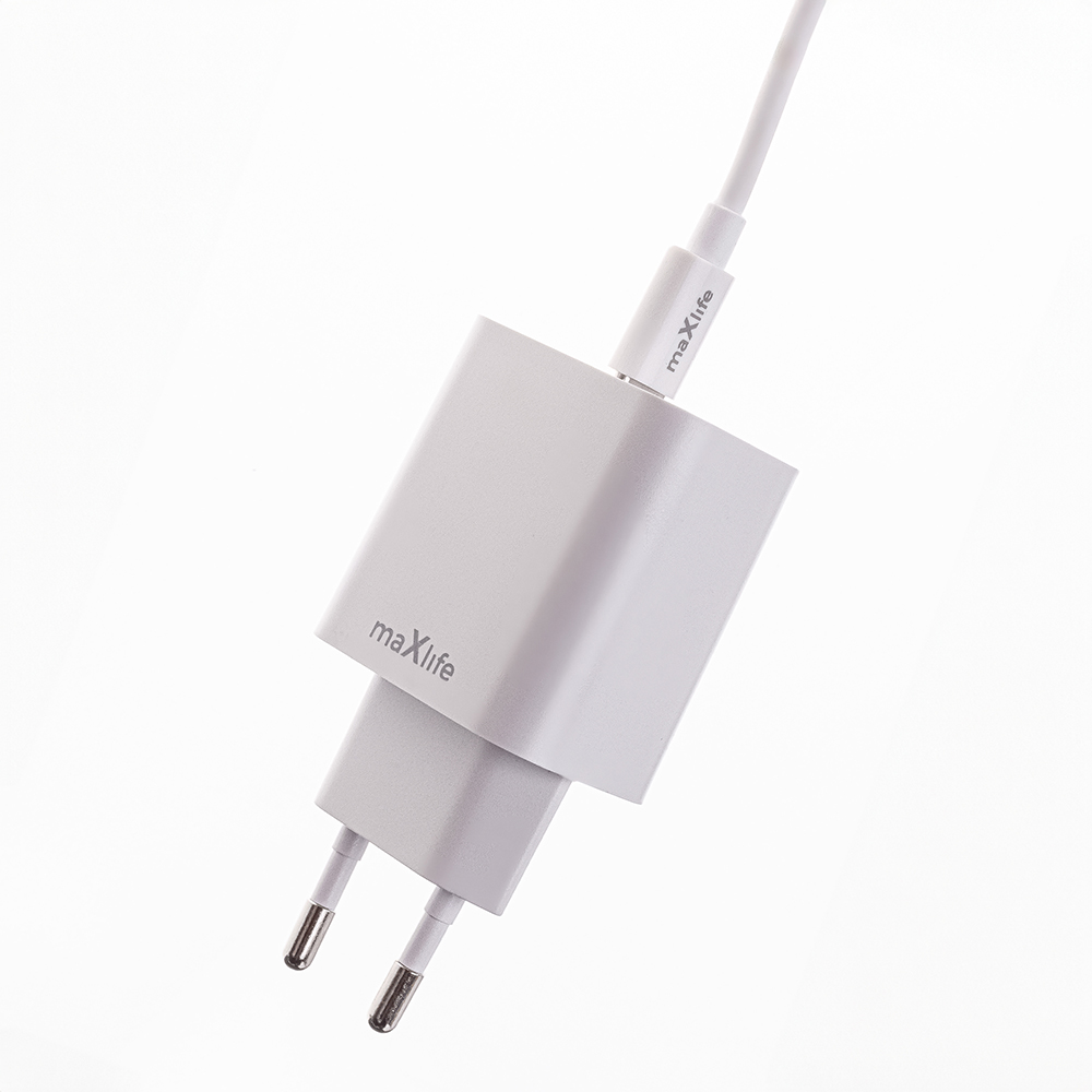 Maxlife �adowarka sieciowa PD QC MXTC-06 1x USB-C 20W bia�a + kabel USB-C - Lightning 20W / 4