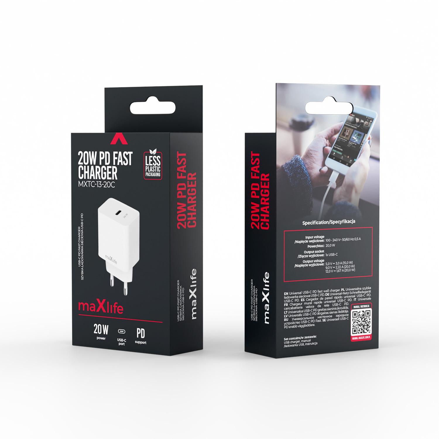 Maxlife �adowarka sieciowa PD QC MXTC-13-20C 1x USB-C 20W bia�a / 5