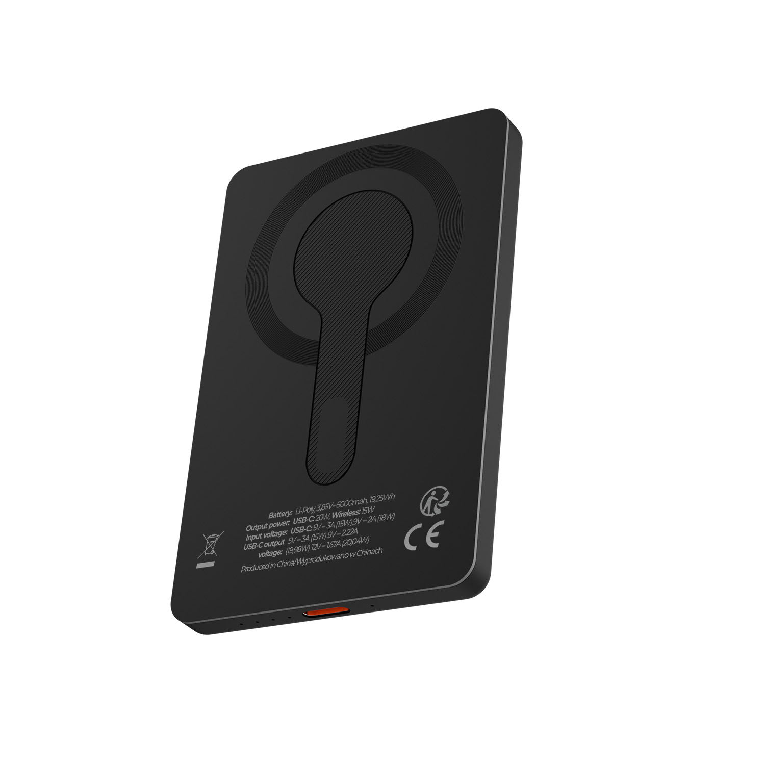 Maxlife power bank bezprzewodowy MXPB-05 20W PD 5000 mAh magnetyczny czarny / 2