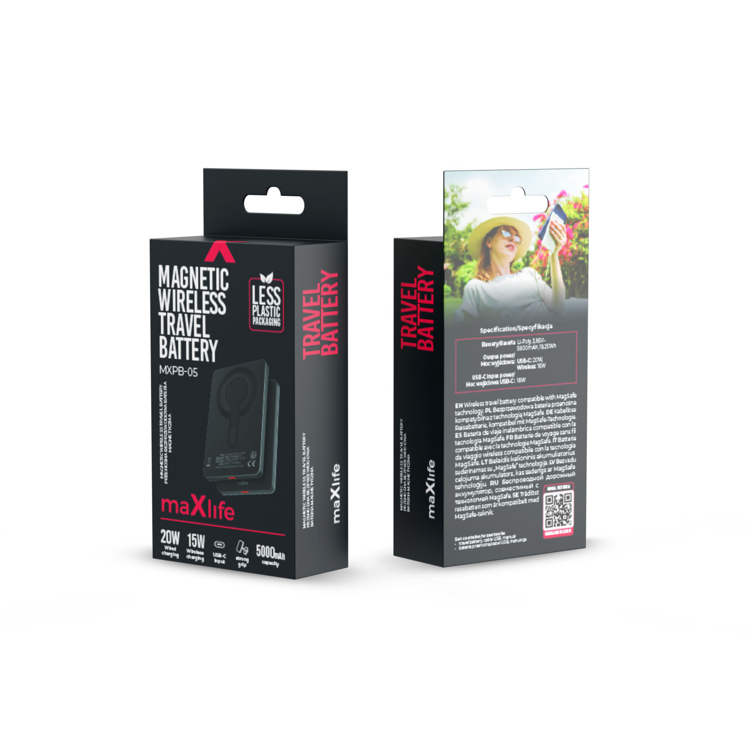 Maxlife power bank bezprzewodowy MXPB-05 20W PD 5000 mAh magnetyczny czarny / 7