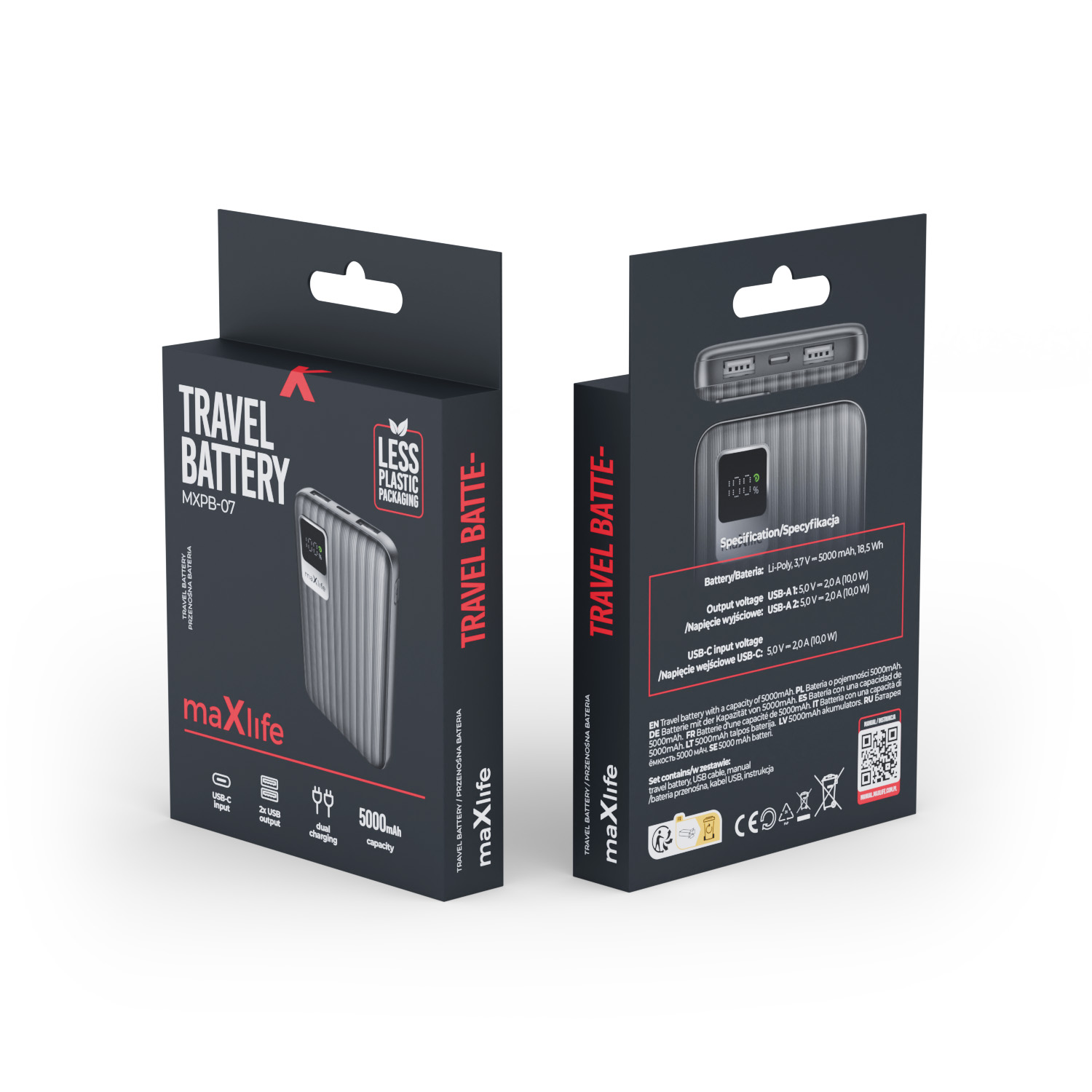 Maxlife power bank MXPB-07 5000 mAh czarny / 3