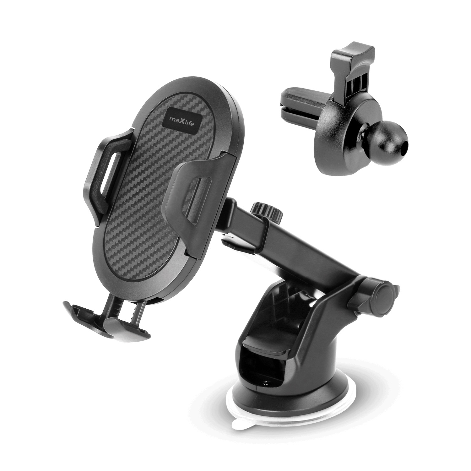 Maxlife uniwersalny uchwyt samochodowy do szyby i kratki MXCH-17 czarny