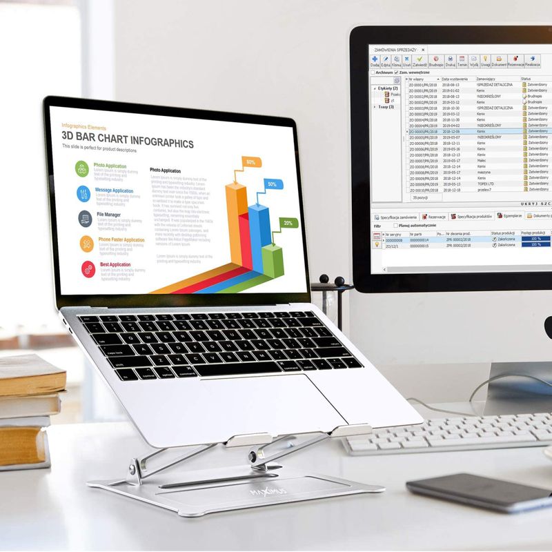 MAXXIMUS FOLD PRO LAPTOP STAND SILVER/SREBRNY, regulowana podstawka / 3