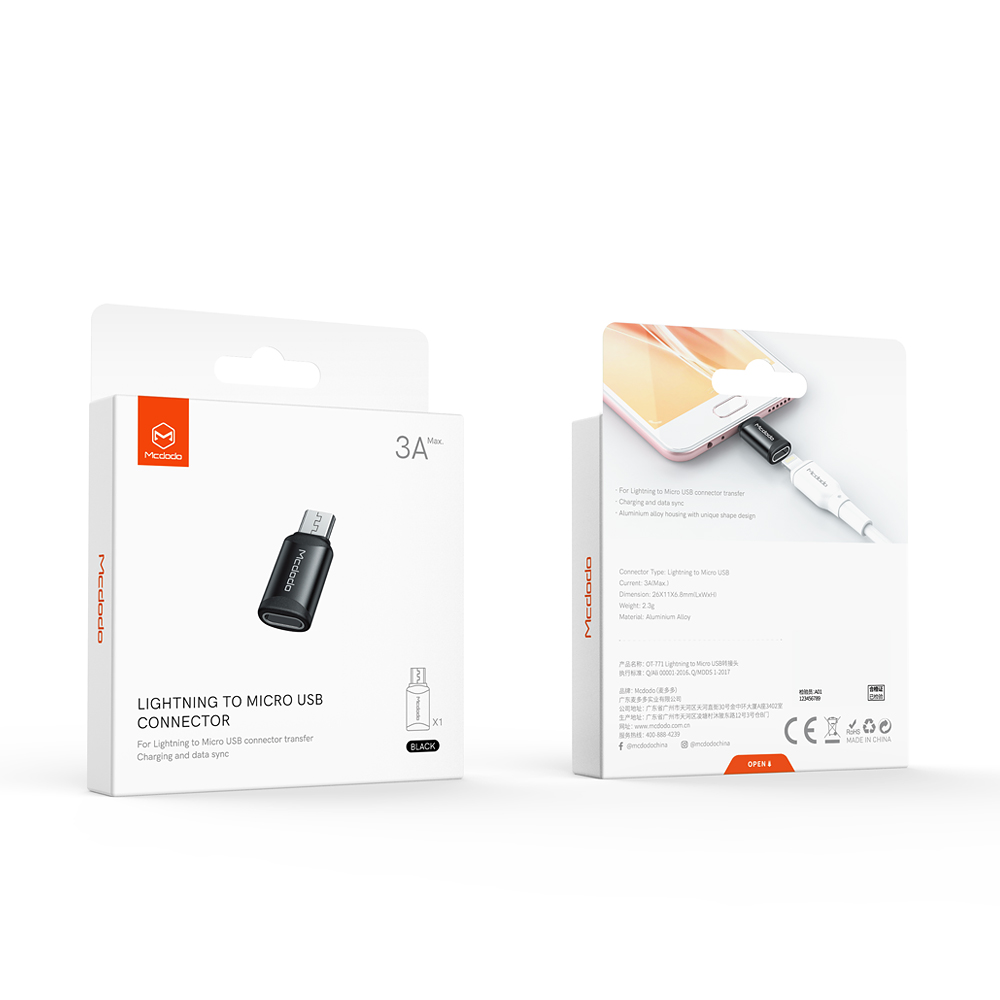 Mcdodo adapter 8-pin do micro czarny OT-7710 / 5