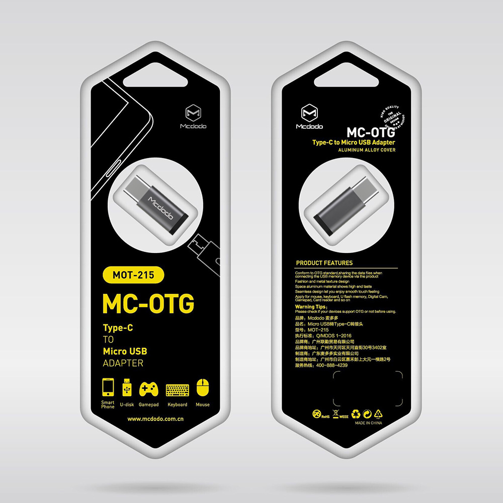Mcdodo adapter microUSB (port) - USB-C srebrny OT-2152 / 6