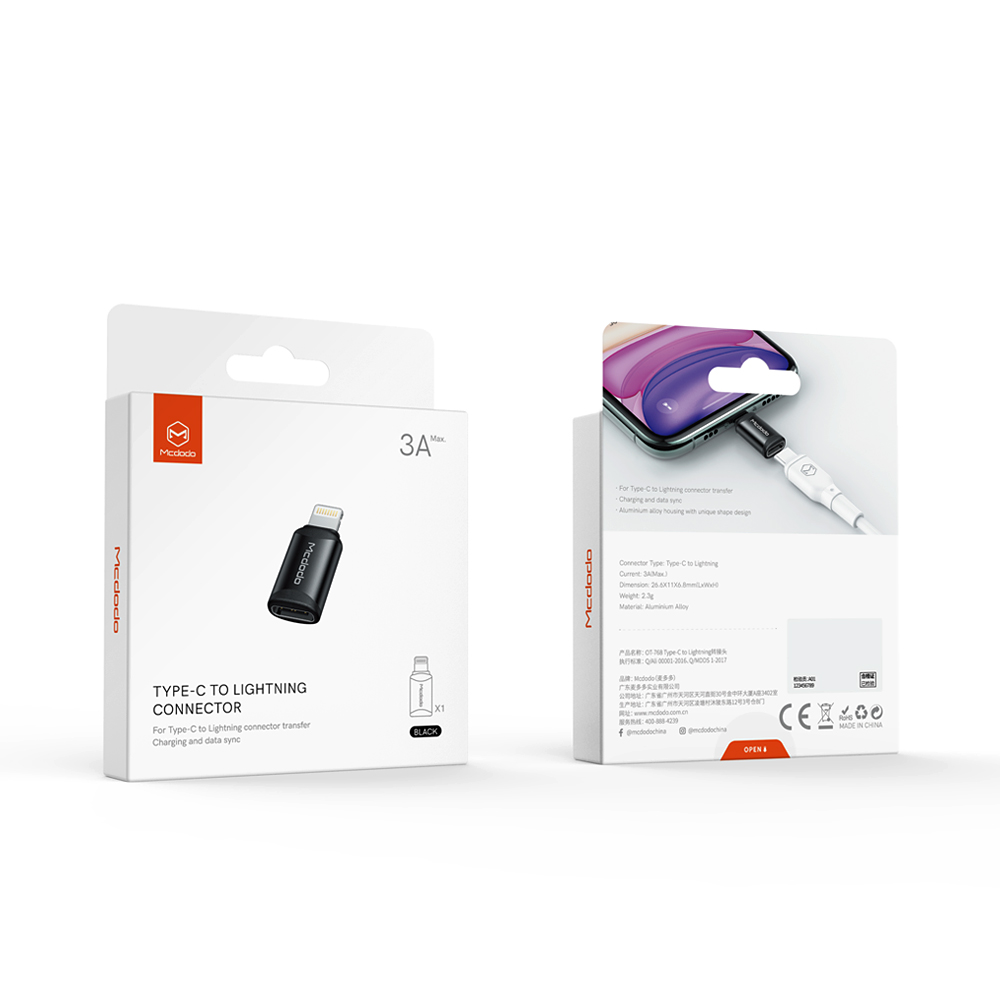 Mcdodo adapter typ-C do 8-pin czarny OT-7680 / 4