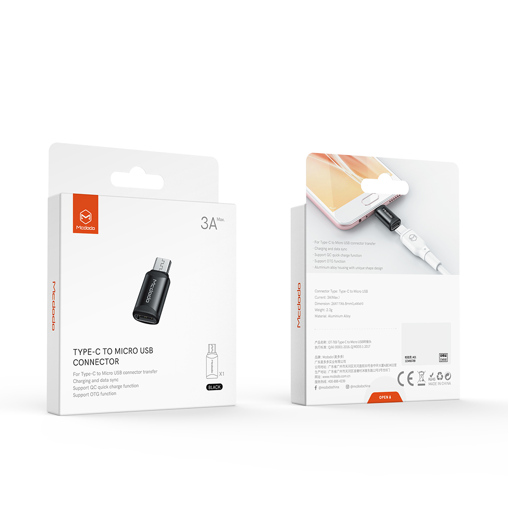 Mcdodo adapter typ-C do micro czarny OT-7690 / 3