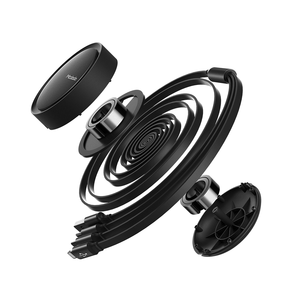 Mcdodo kabel 3w1 Retractable USB - Lightning + USB-C + microUSB 1,2 m czarny zwijany CA-7250 / 3