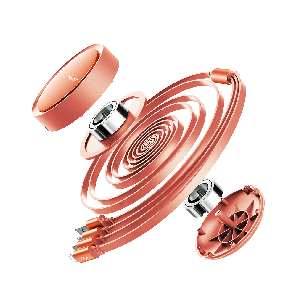 Mcdodo kabel 3w1 Retractable USB - Lightning + USB-C + microUSB 1,2 m pomara�czowy zwijany CA-7252 / 2