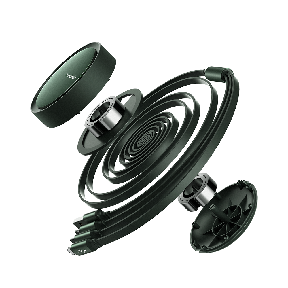 Mcdodo kabel 3w1 Retractable USB - Lightning + USB-C + microUSB 1,2 m zielony zwijany CA-7251 / 3