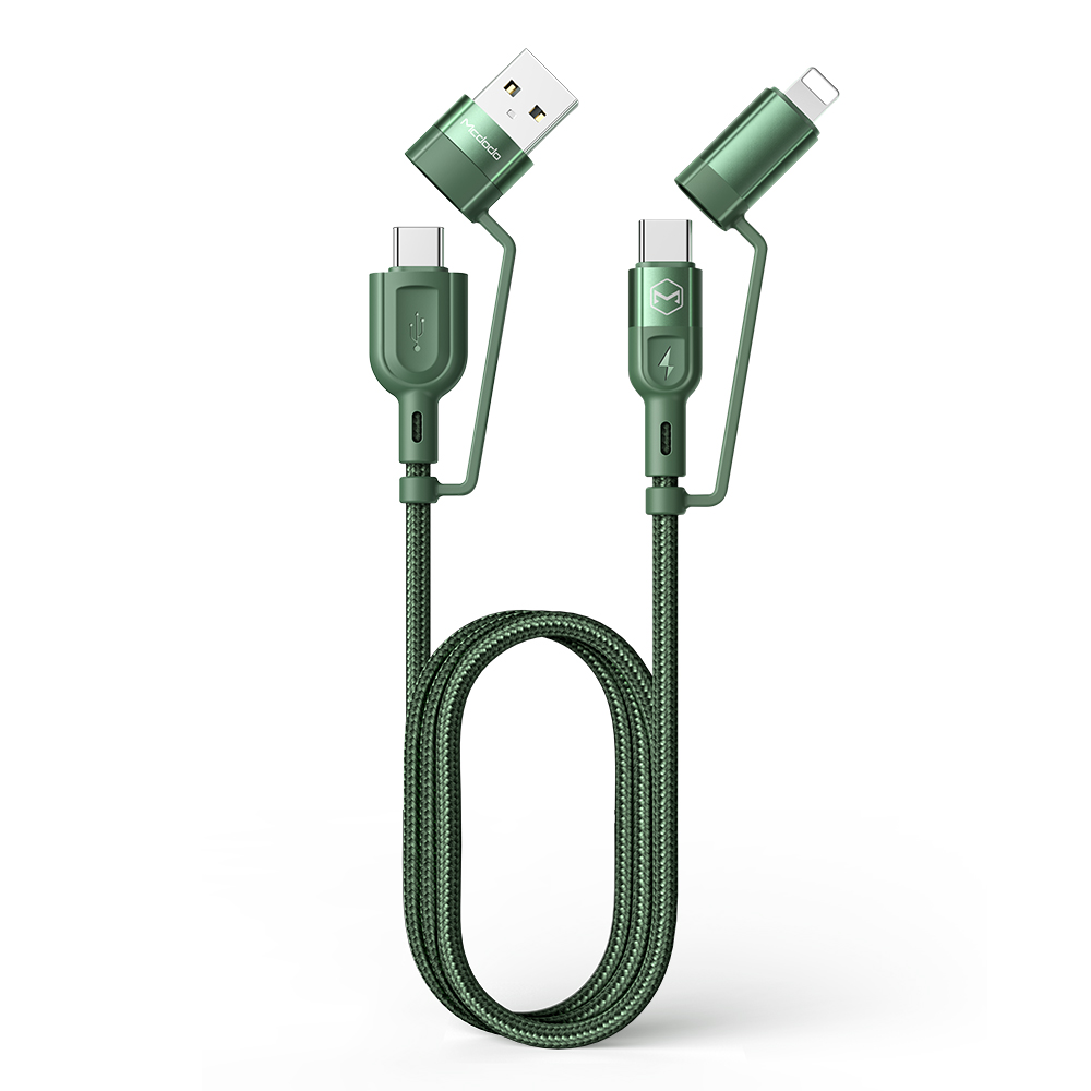 Mcdodo kabel 4w1 USB + USB-C - Lightning + USB-C 1,2 m zielony CA-8071
