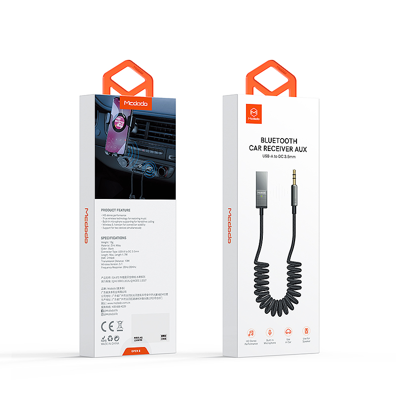 Mcdodo kabel bluetooth jack 3,5 mm/ USB-A czarny 1,7m CA-8700 / 4