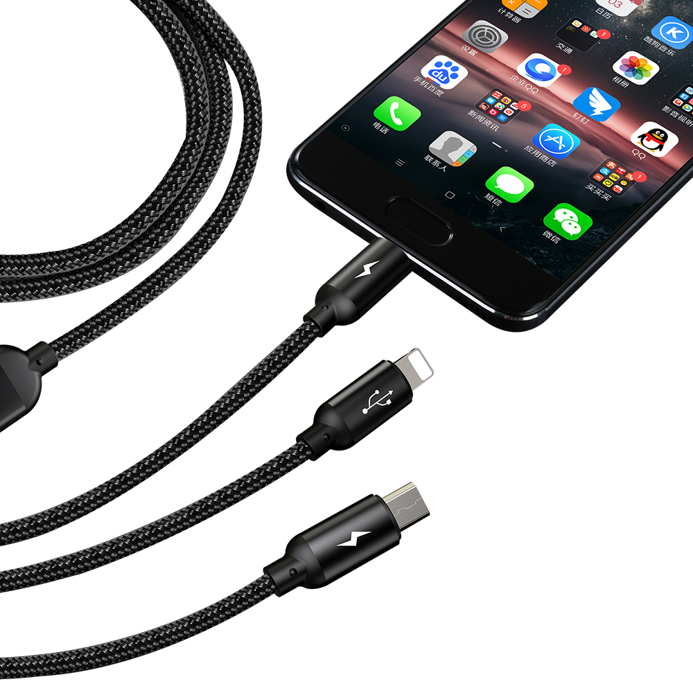Mcdodo kabel USB Atom 3w1 micro/8-pin/typ-C czarny 1,2m CA-3351 / 4