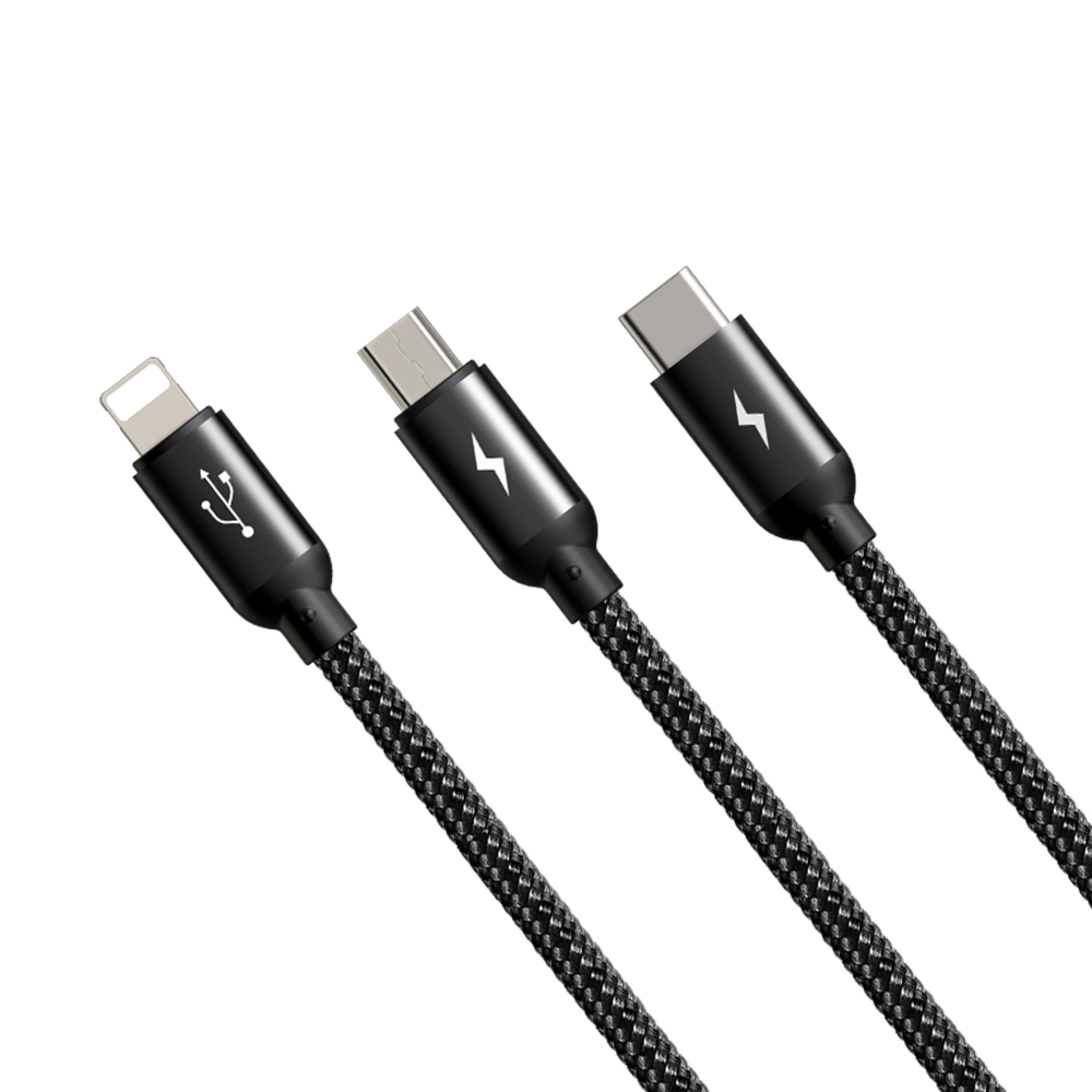 Mcdodo kabel USB Atom 3w1 micro/8-pin/typ-C czarny 1,2m CA-3351 / 5