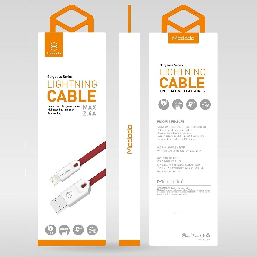 Mcdodo kabel USB Gorgeous 8-pin czerwony 1m 2,4A CA-0314 / 2